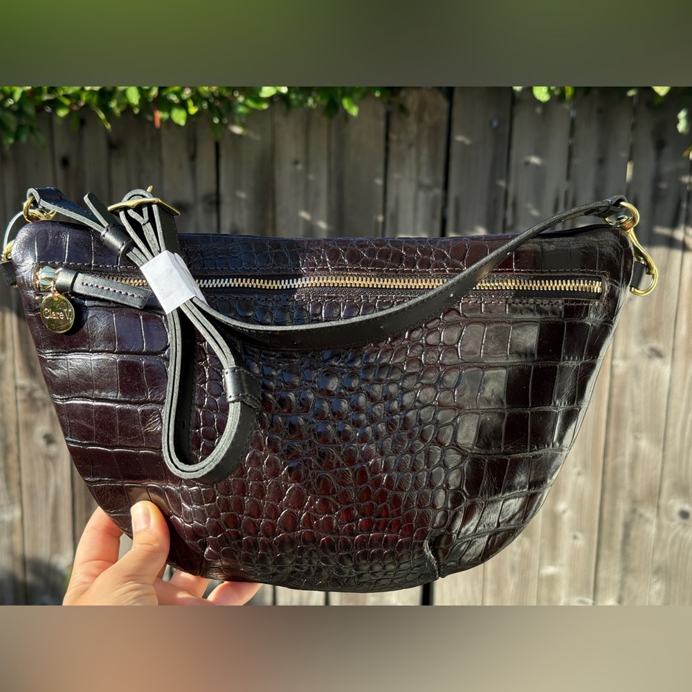 NWOT Clare V Dark Brown Croc Grande Fanny